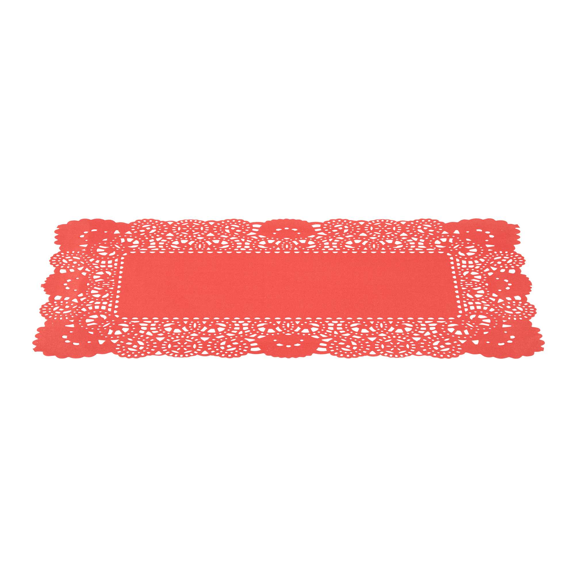 Pastry Tek Rectangle Red Paper Doilies - Lace - 12" x 7" - 100 count box