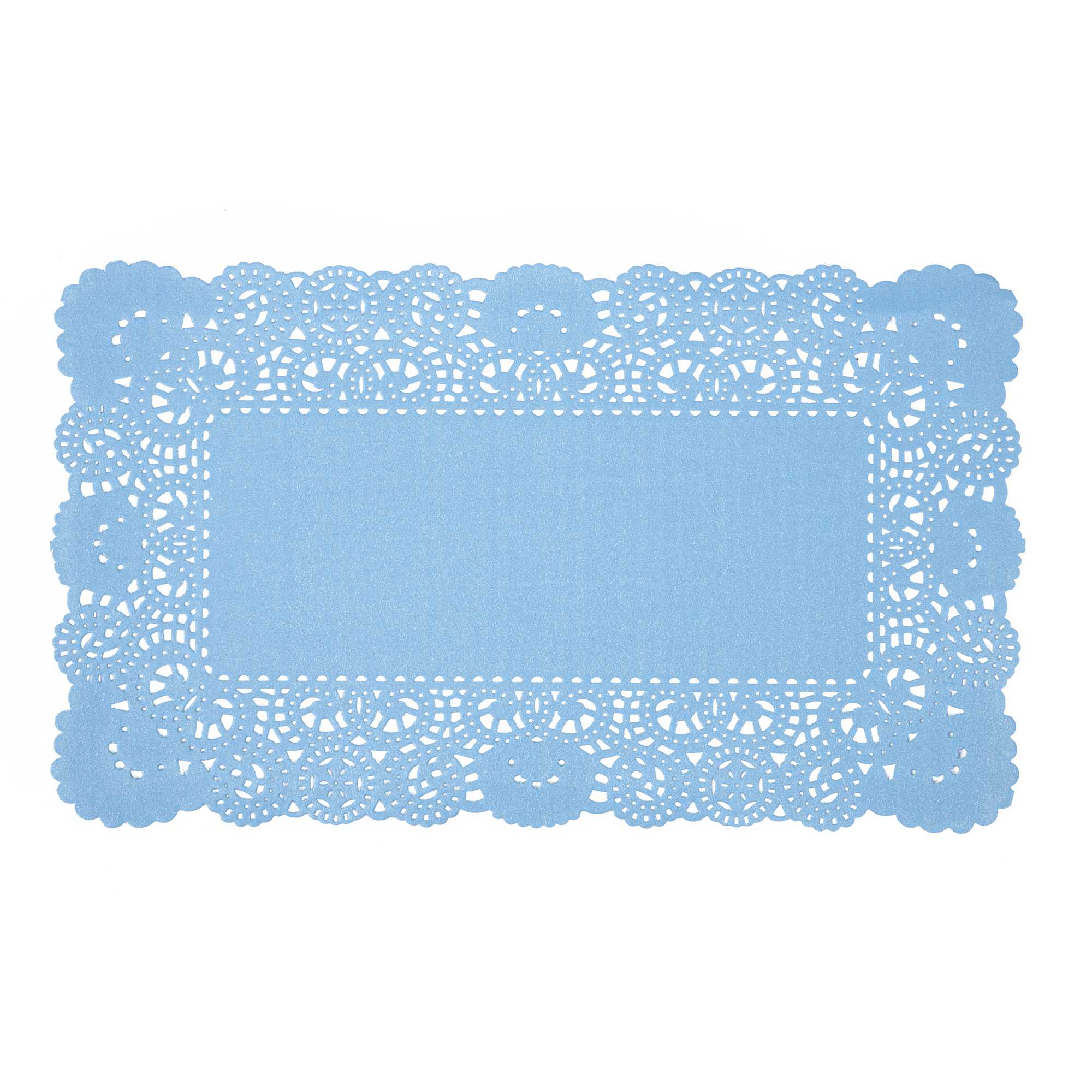 Pastry Tek Rectangle Sky Blue Paper Doilies - Lace - 12" x 7" - 100 count box