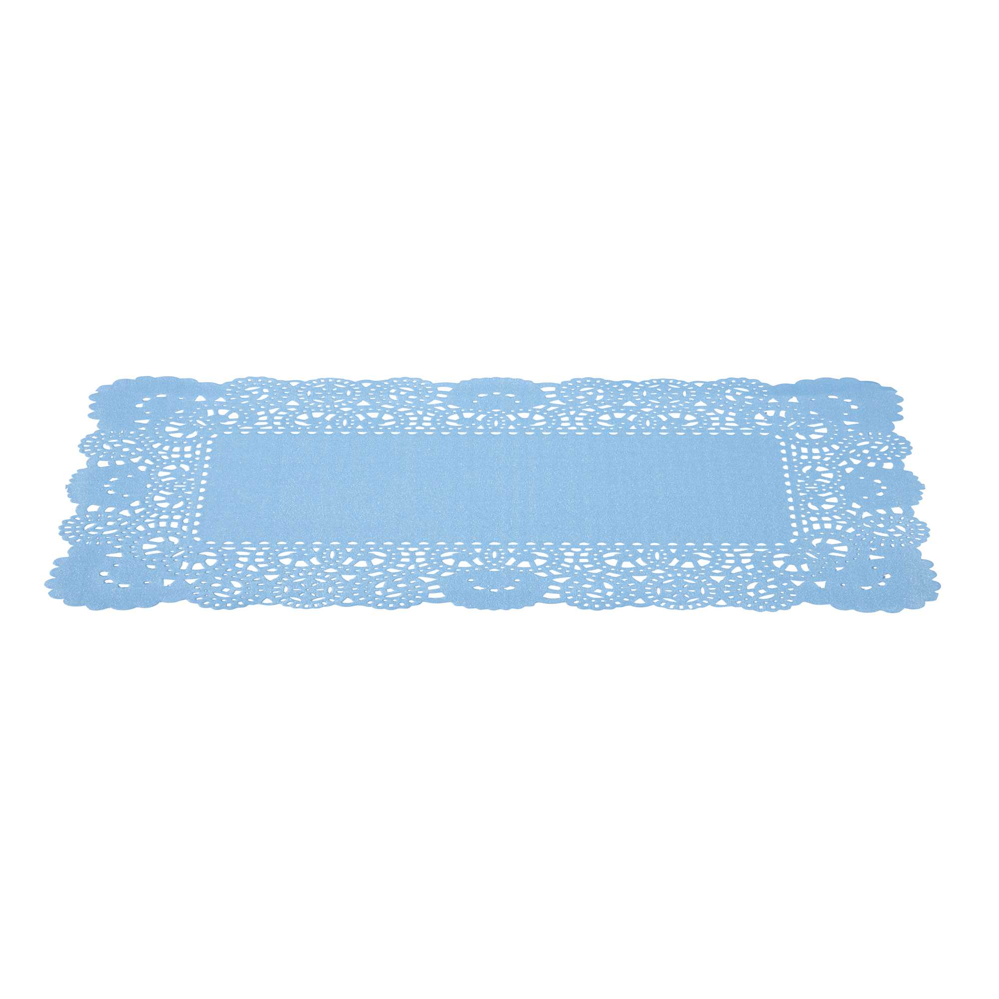 Pastry Tek Rectangle Sky Blue Paper Doilies - Lace - 12" x 7" - 100 count box