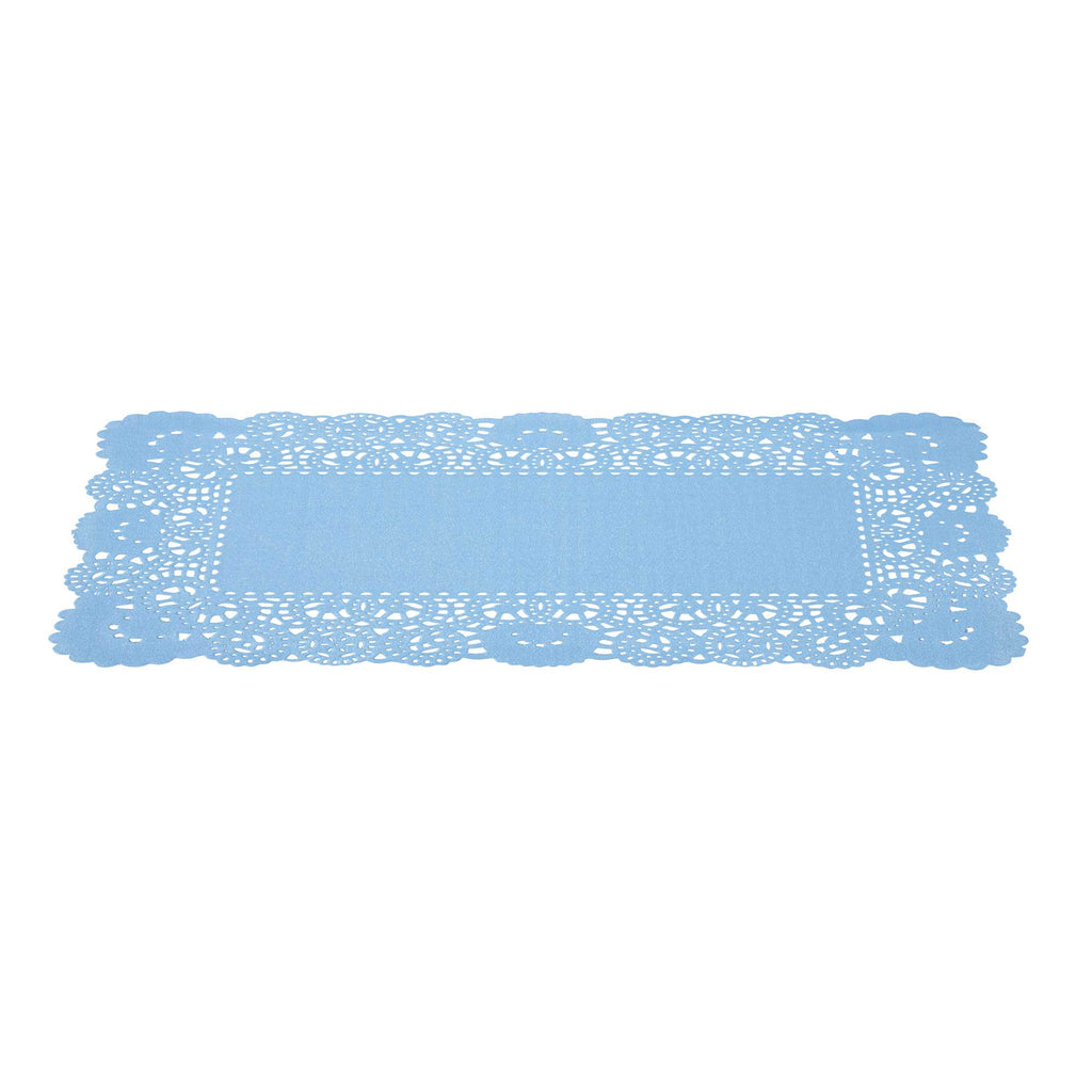Pastry Tek Rectangle Sky Blue Paper Doilies - Lace - 12" x 7" - 4000 count box