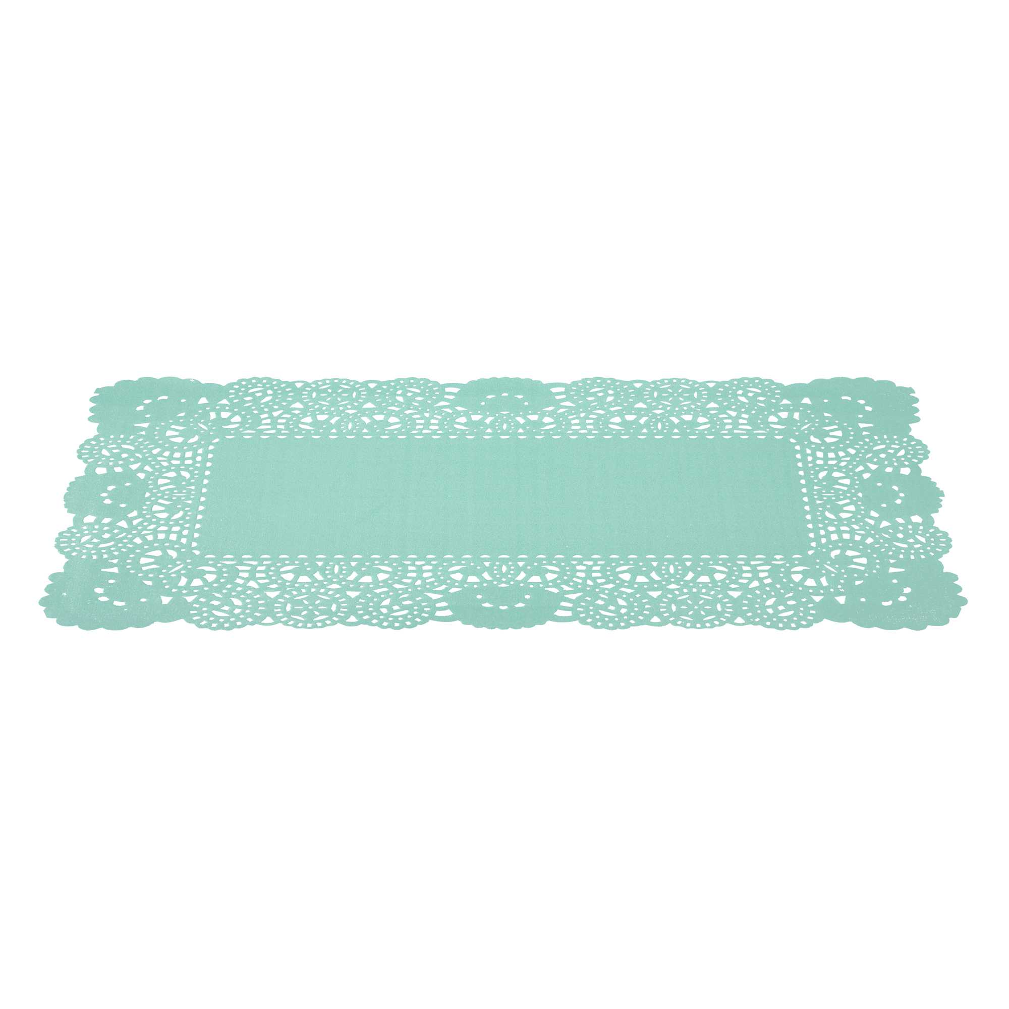 Pastry Tek Rectangle Teal Paper Doilies - Lace - 12" x 7" - 4000 count box