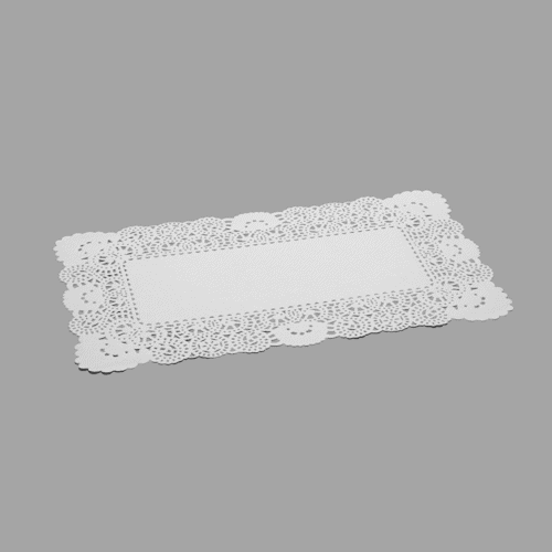Pastry Tek Rectangle White Paper Doilies - Lace - 12" x 7" - 100 count box