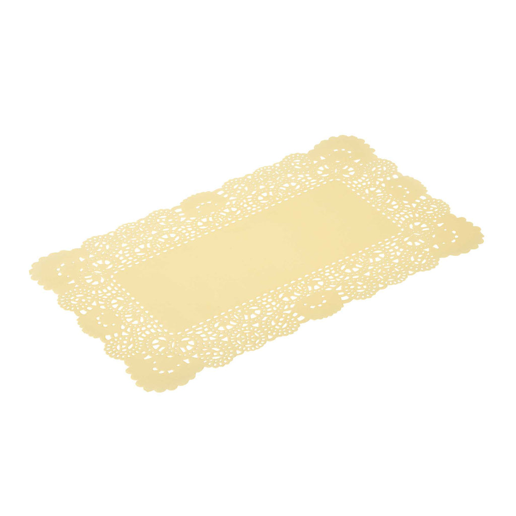 Pastry Tek Rectangle Yellow Paper Doilies - Lace - 12" x 7" - 100 count box