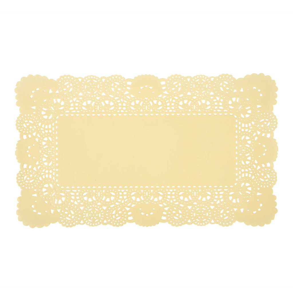Pastry Tek Rectangle Yellow Paper Doilies - Lace - 12" x 7" - 100 count box