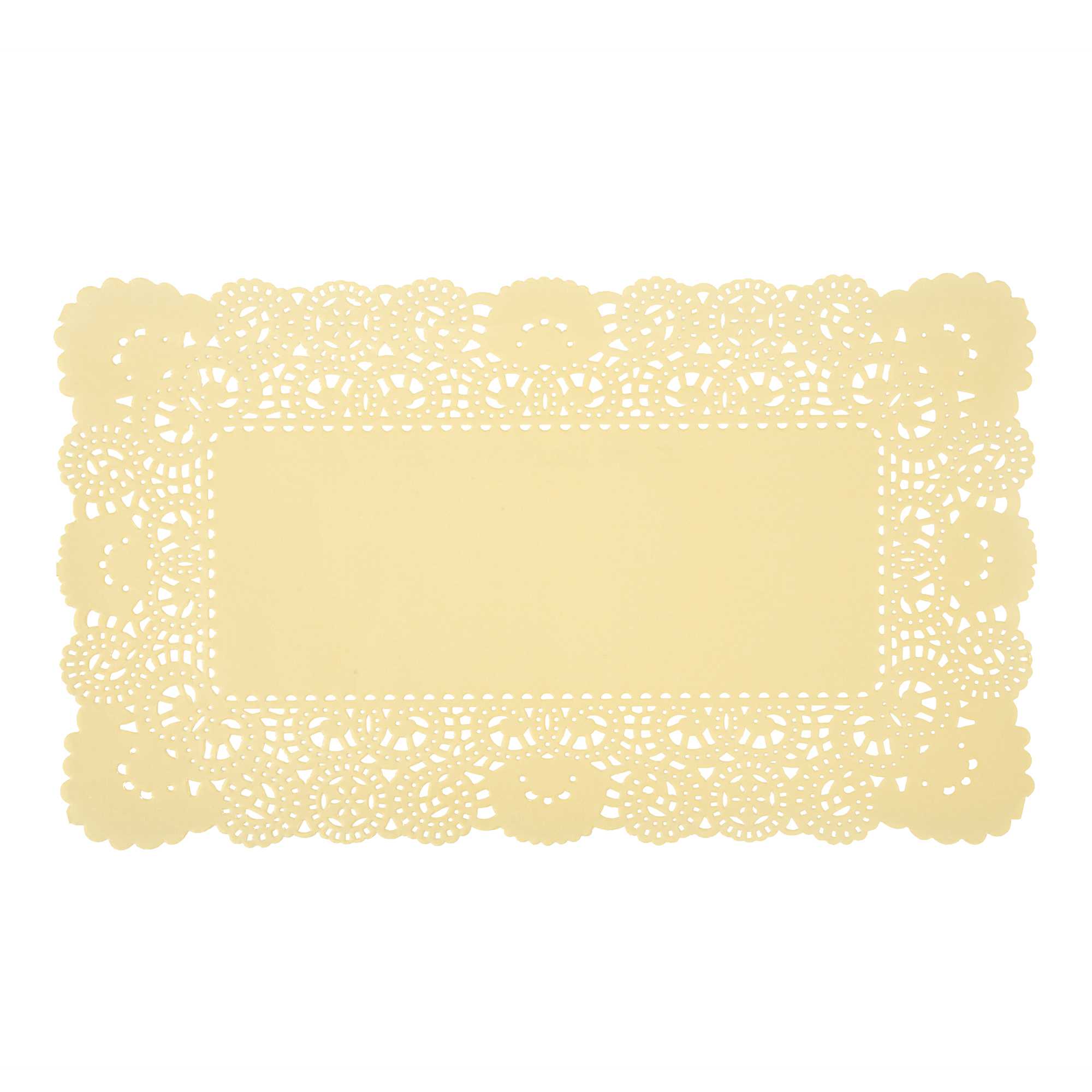 Pastry Tek Rectangle Yellow Paper Doilies - Lace - 12" x 7" - 100 count box