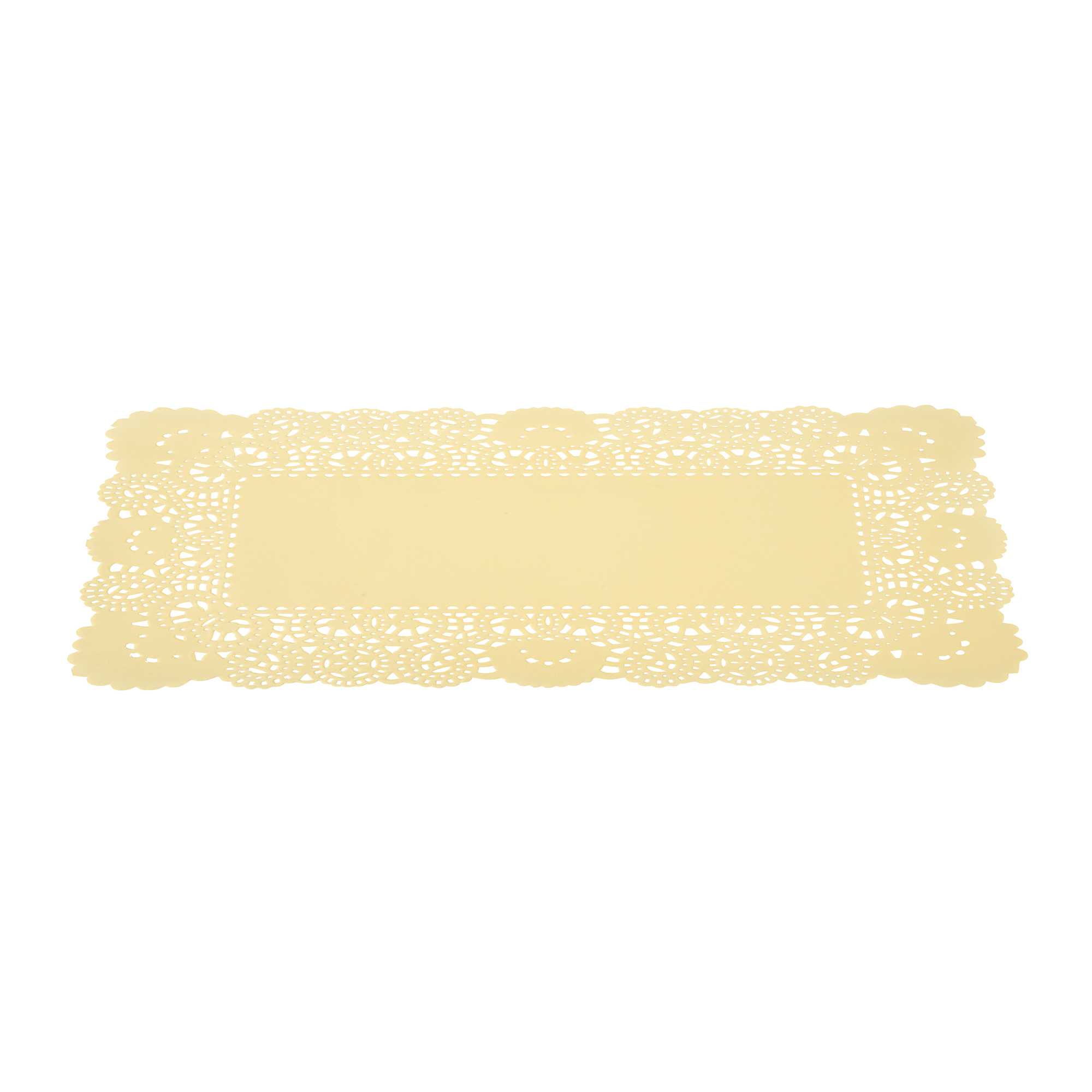 Pastry Tek Rectangle Yellow Paper Doilies - Lace - 12" x 7" - 100 count box