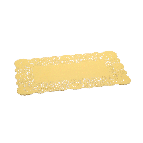 Pastry Tek Rectangle Yellow Paper Doilies - Lace - 12" x 7" - 4000 count box