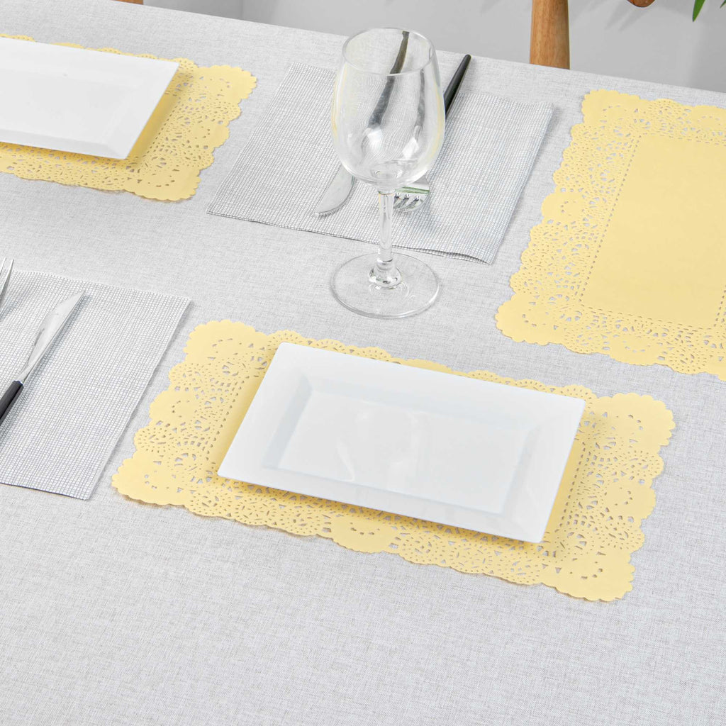 Pastry Tek Rectangle Yellow Paper Doilies - Lace - 12" x 7" - 4000 count box