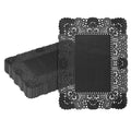 Pastry Tek Rectangle Black Paper Doilies - Lace - 15 3/4" x 12" - 100 count box