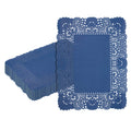 Pastry Tek Rectangle Navy Blue Paper Doilies - Lace - 15 3/4" x 12" - 100 count box