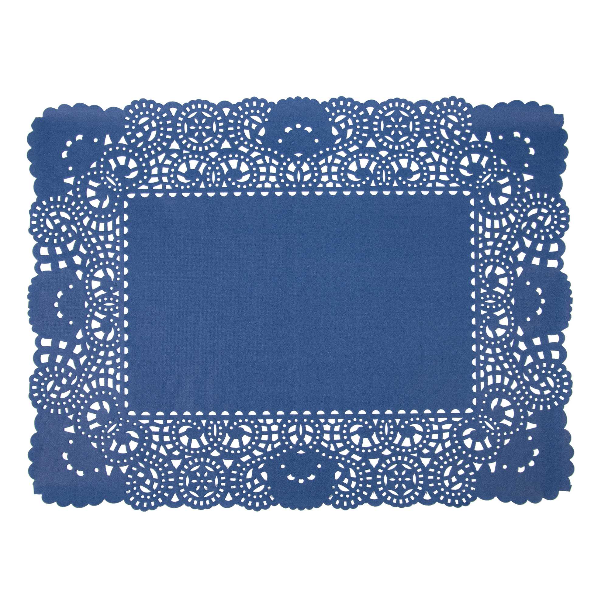 Pastry Tek Rectangle Navy Blue Paper Doilies - Lace - 15 3/4" x 12" - 4000 count box