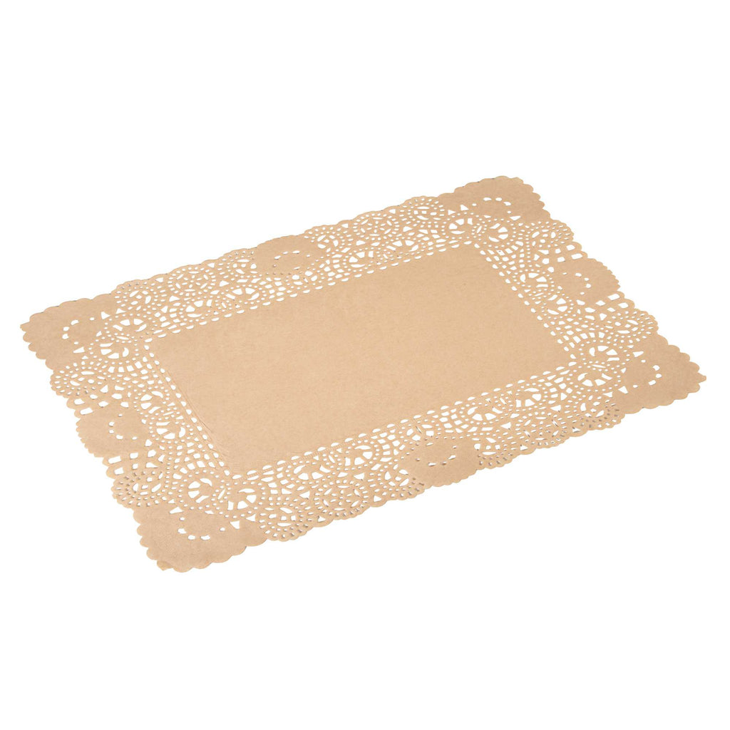 Pastry Tek Rectangle Kraft Paper Doilies - Lace - 15 3/4" x 12" - 100 count box