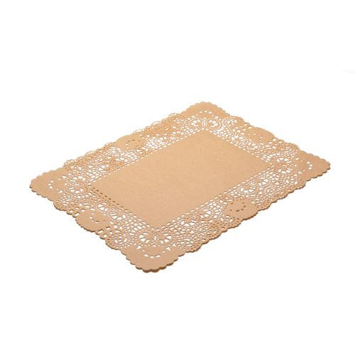 Pastry Tek Rectangle Kraft Paper Doilies - Lace - 15 3/4" x 12" - 100 count box