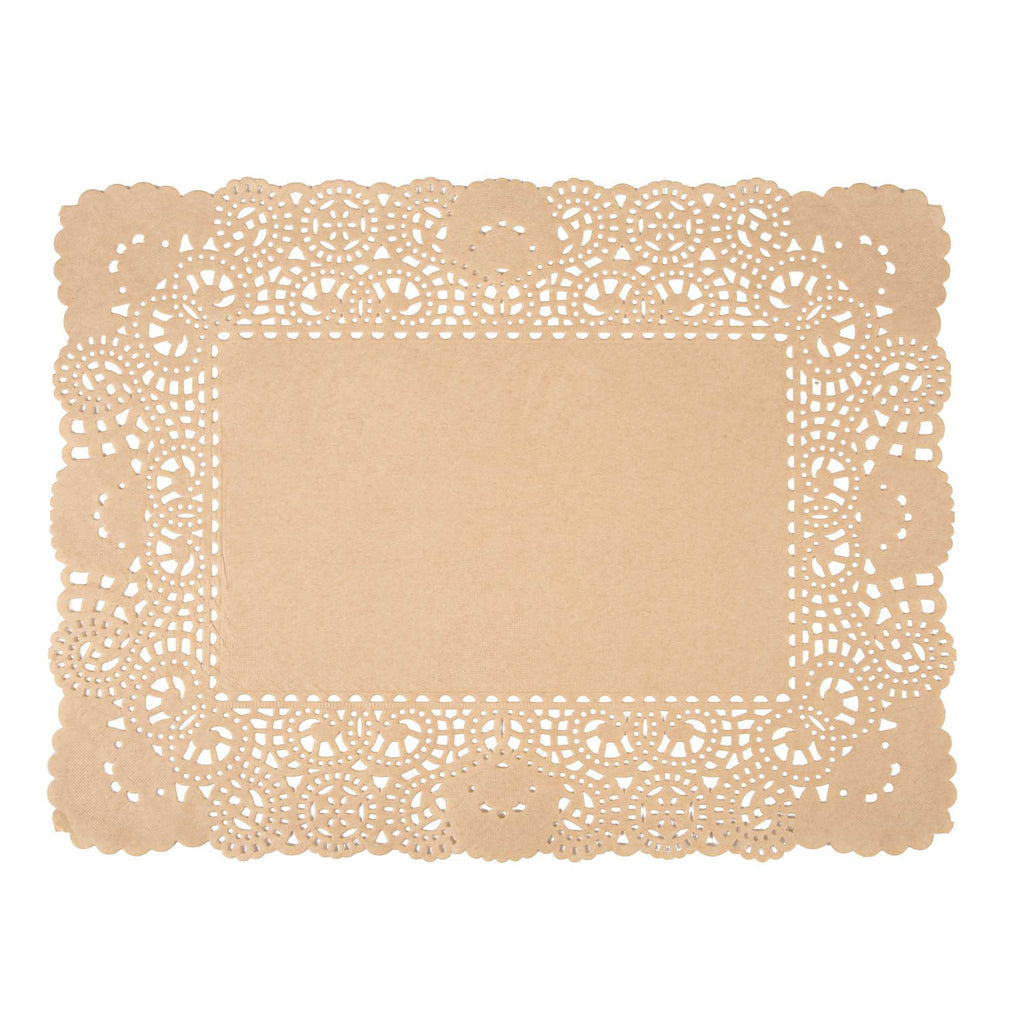 Pastry Tek Rectangle Kraft Paper Doilies - Lace - 15 3/4" x 12" - 4000 count box