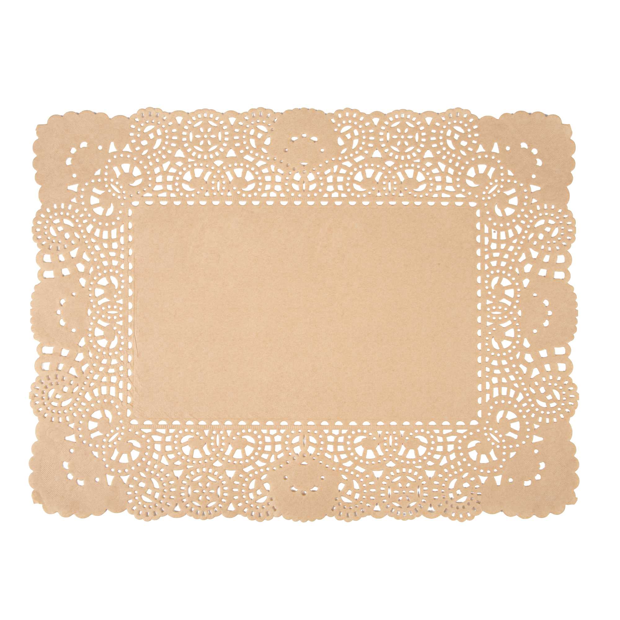 Pastry Tek Rectangle Kraft Paper Doilies - Lace - 15 3/4" x 12" - 4000 count box