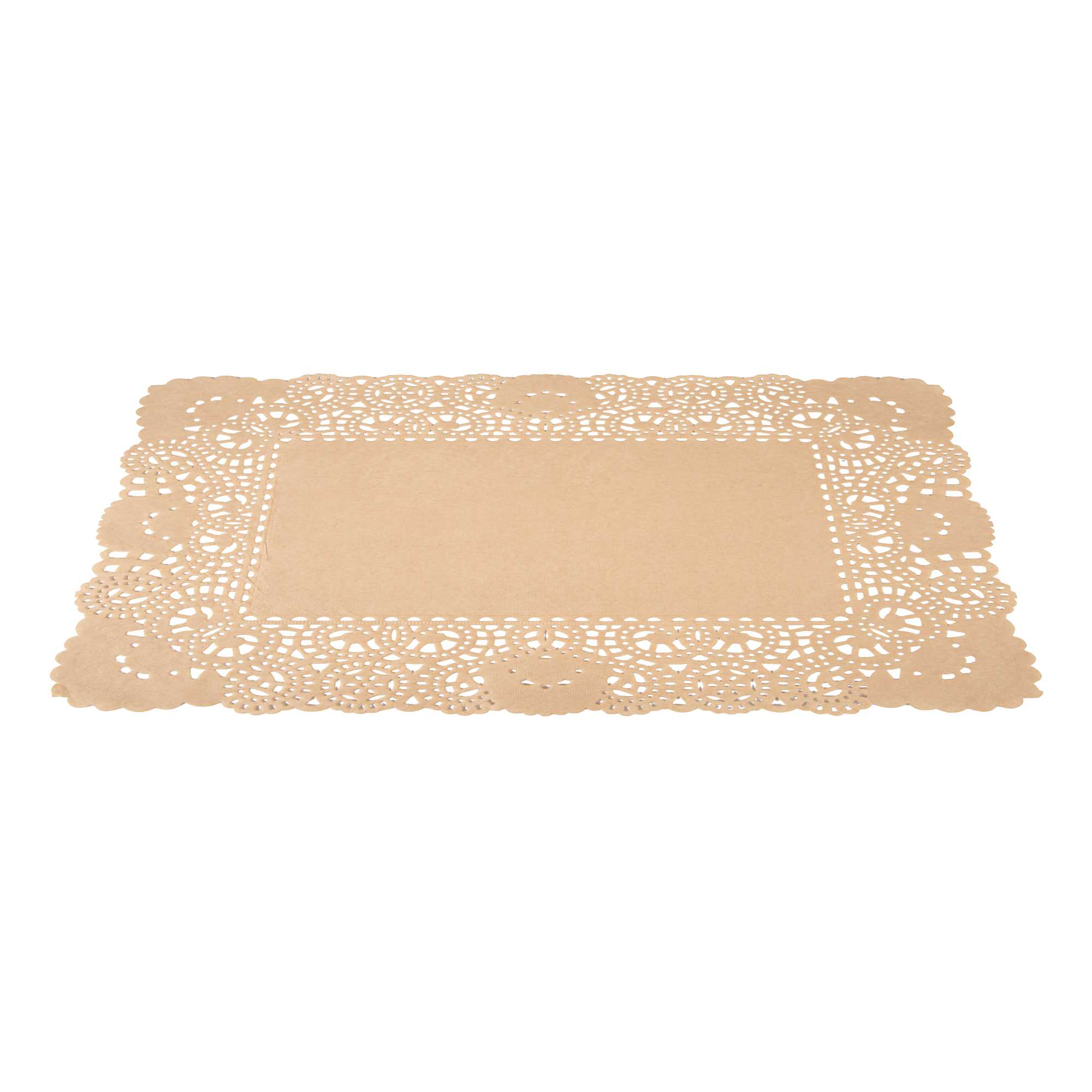 Pastry Tek Rectangle Kraft Paper Doilies - Lace - 15 3/4" x 12" - 4000 count box