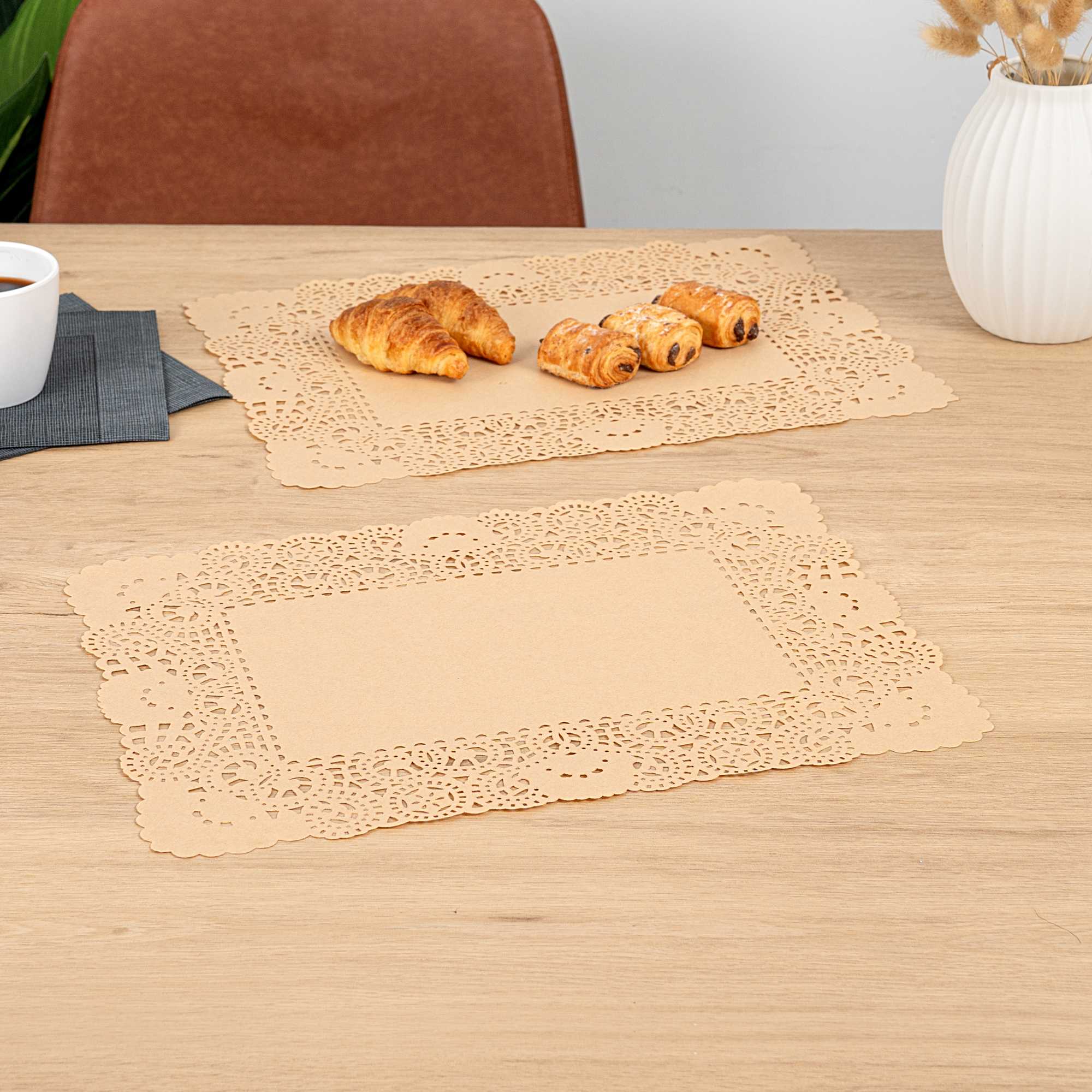Pastry Tek Rectangle Kraft Paper Doilies - Lace - 15 3/4" x 12" - 4000 count box