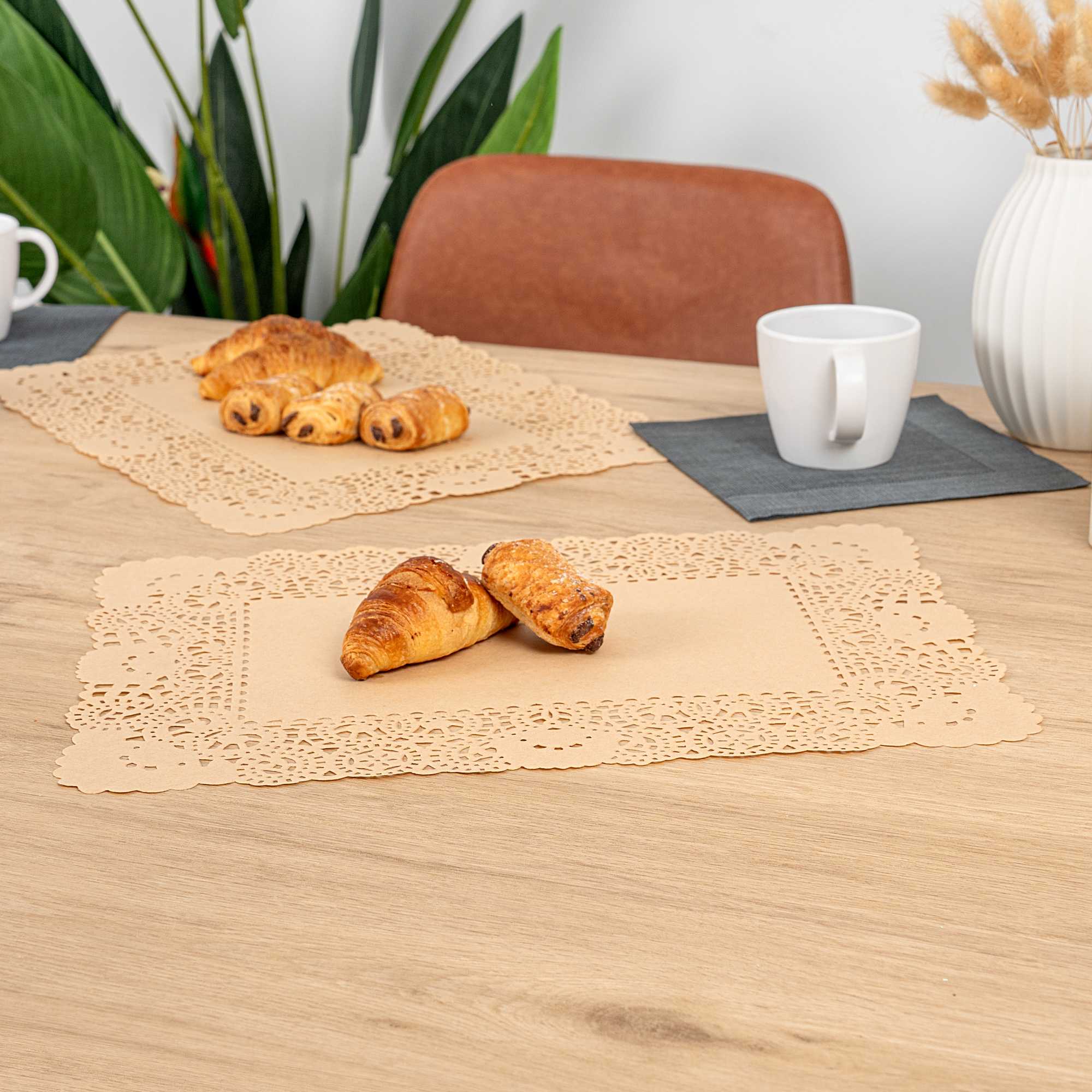Pastry Tek Rectangle Kraft Paper Doilies - Lace - 15 3/4" x 12" - 4000 count box