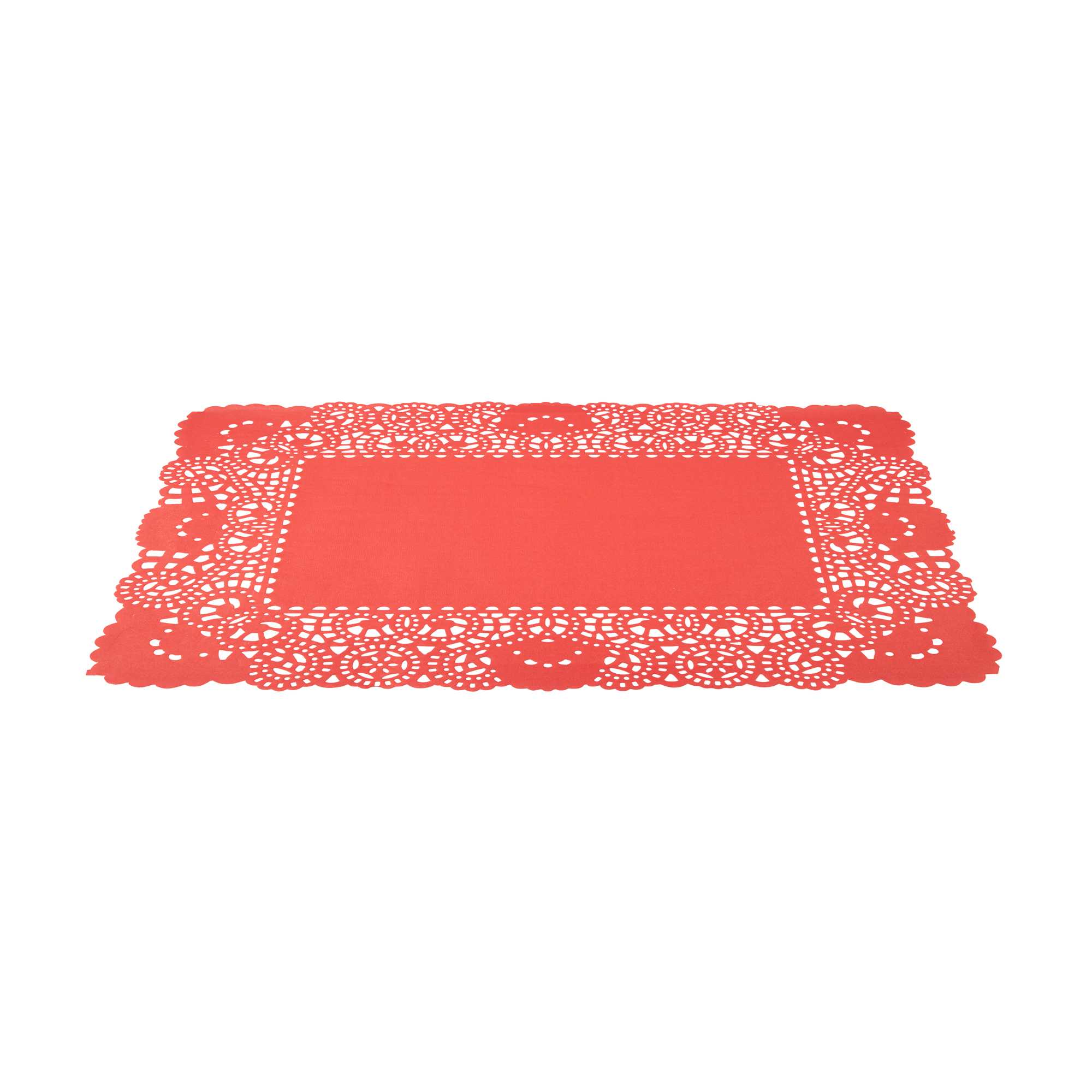 Pastry Tek Rectangle Red Paper Doilies - Lace - 15 3/4" x 12" - 100 count box