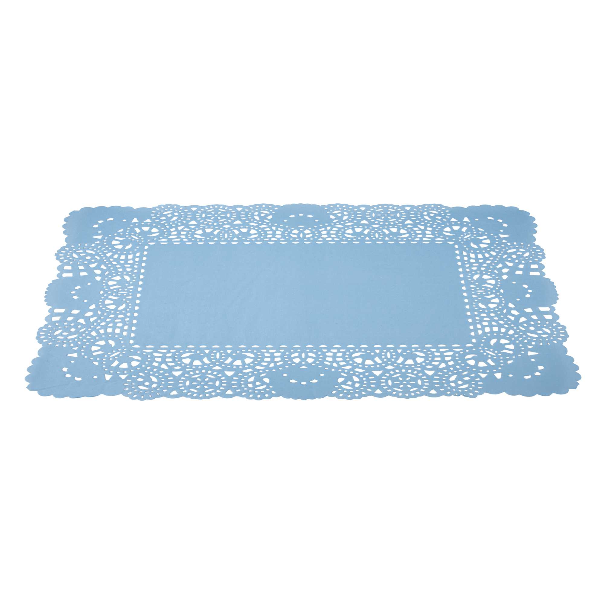 Pastry Tek Rectangle Sky Blue Paper Doilies - Lace - 15 3/4" x 12" - 100 count box