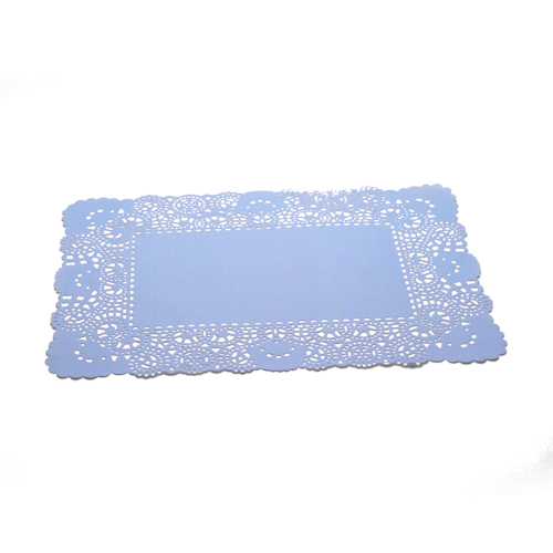 Pastry Tek Rectangle Sky Blue Paper Doilies - Lace - 15 3/4" x 12" - 4000 count box