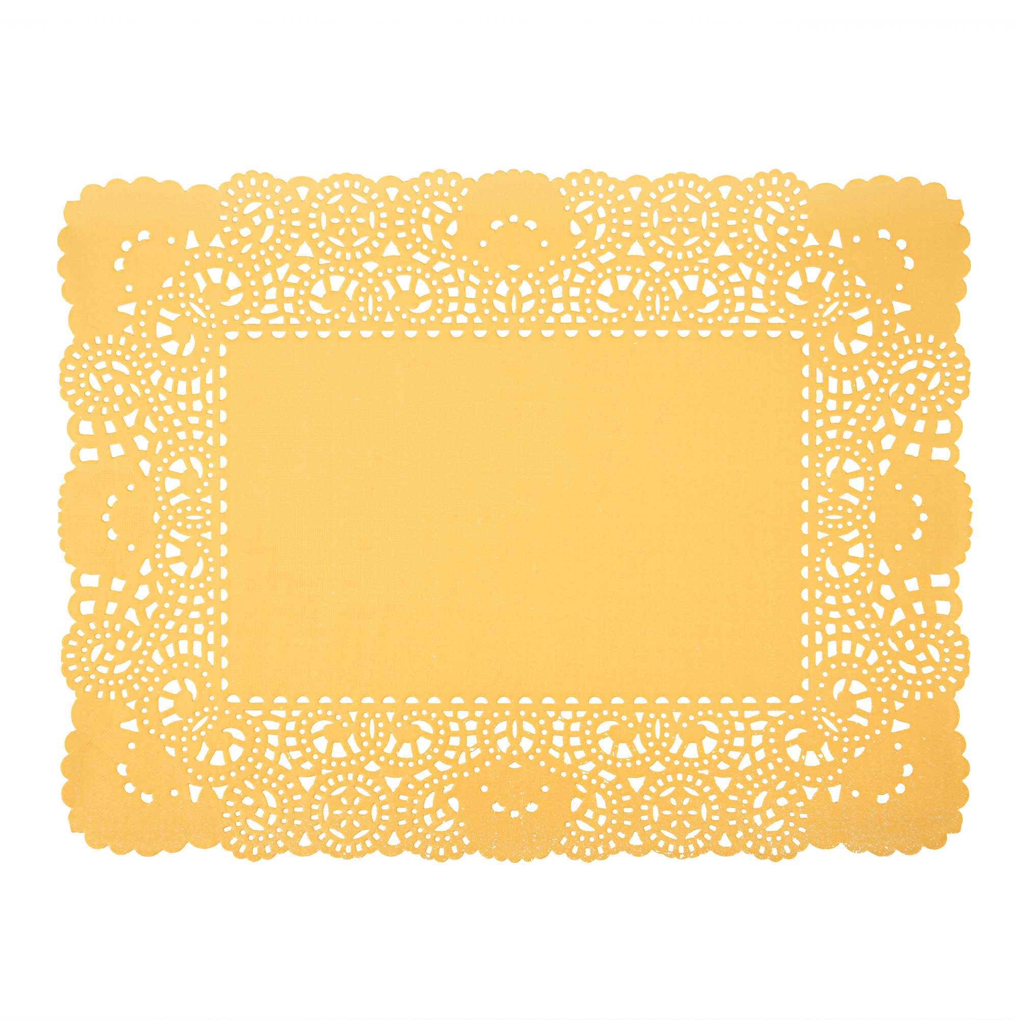 Pastry Tek Rectangle Orange Paper Doilies - Lace - 15 3/4" x 12" - 100 count box