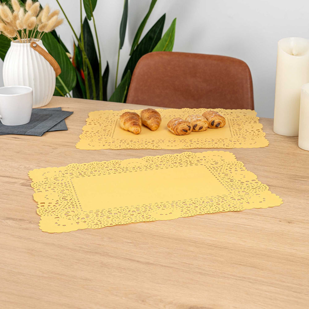 Pastry Tek Rectangle Orange Paper Doilies - Lace - 15 3/4" x 12" - 100 count box
