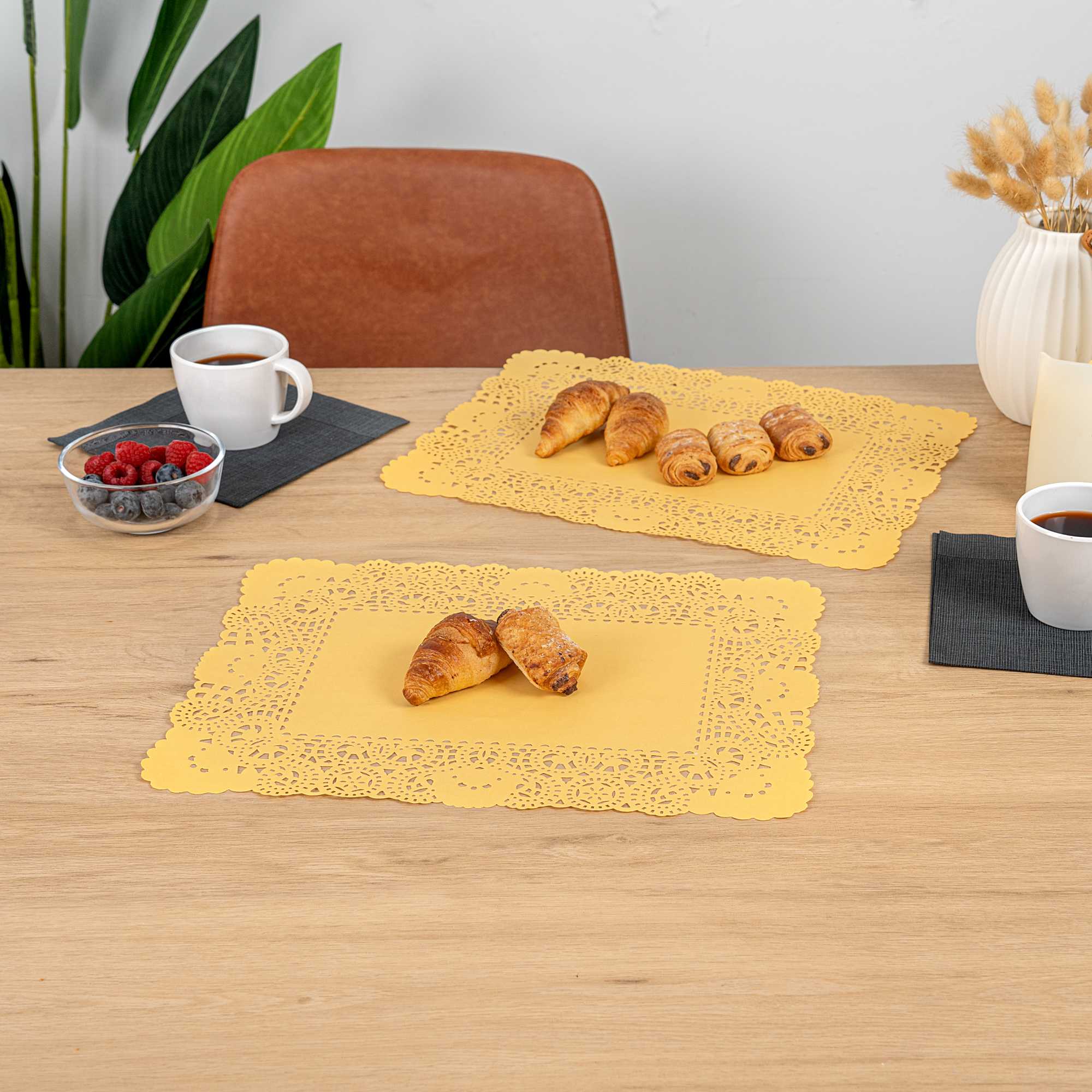 Pastry Tek Rectangle Orange Paper Doilies - Lace - 15 3/4" x 12" - 4000 count box