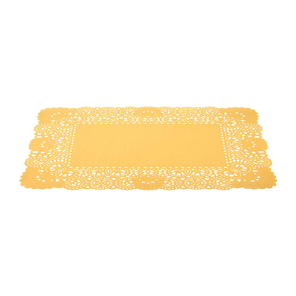 Pastry Tek Rectangle Orange Paper Doilies - Lace - 15 3/4" x 12" - 4000 count box