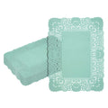 Pastry Tek Rectangle Teal Paper Doilies - Lace - 15 3/4" x 12" - 100 count box