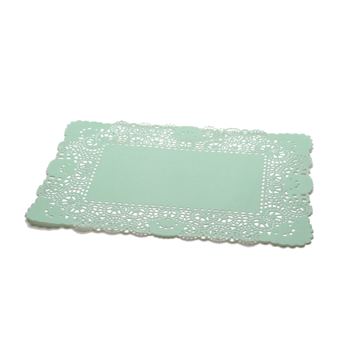 Pastry Tek Rectangle Teal Paper Doilies - Lace - 15 3/4" x 12" - 4000 count box