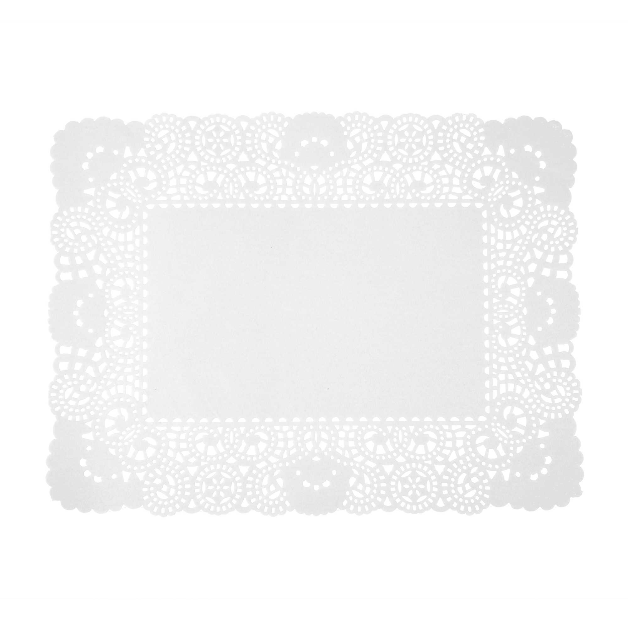 Pastry Tek Rectangle White Paper Doilies - Lace - 15 3/4" x 12" - 4000 count box