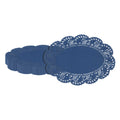Pastry Tek Oval Navy Blue Paper Doilies - Lace - 9" x 6 1/2" - 100 count box