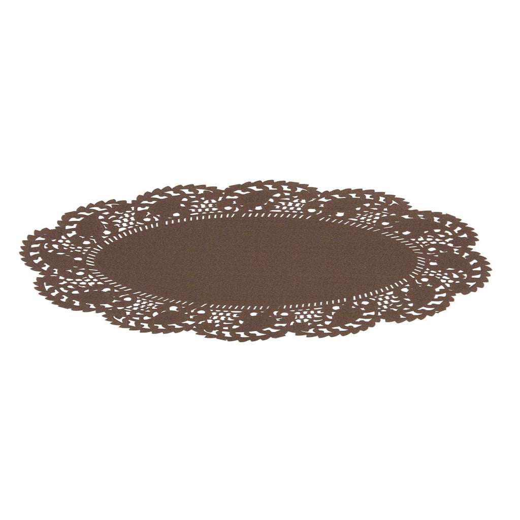 Pastry Tek Oval Brown Paper Doilies - Lace - 9" x 6 1/2" - 100 count box