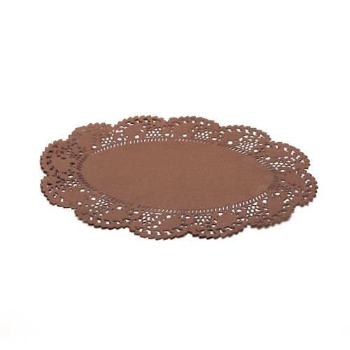 Pastry Tek Oval Brown Paper Doilies - Lace - 9" x 6 1/2" - 4000 count box