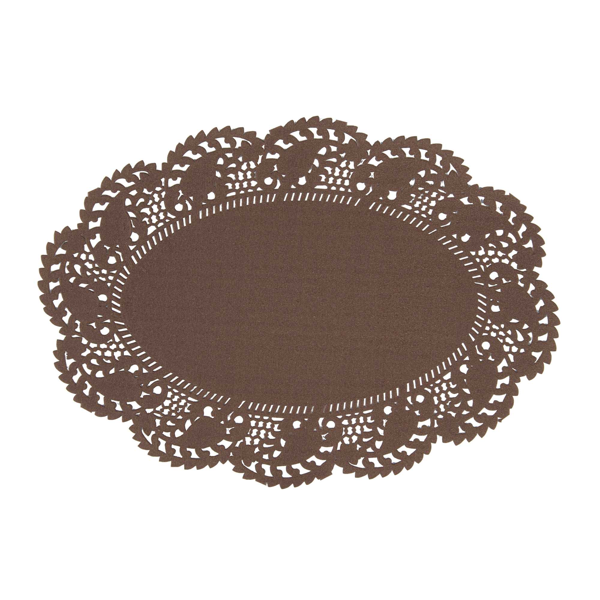 Pastry Tek Oval Brown Paper Doilies - Lace - 9" x 6 1/2" - 4000 count box