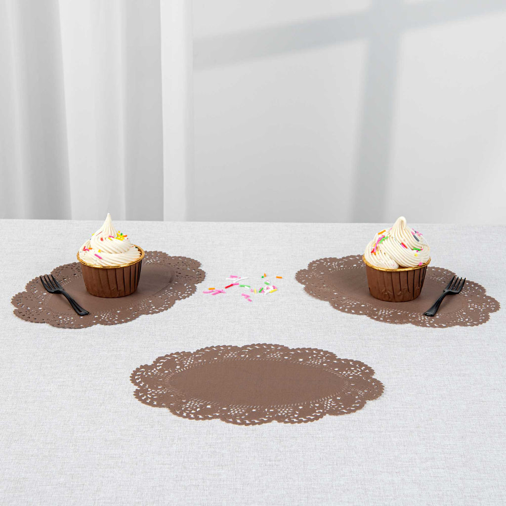 Pastry Tek Oval Brown Paper Doilies - Lace - 9" x 6 1/2" - 4000 count box