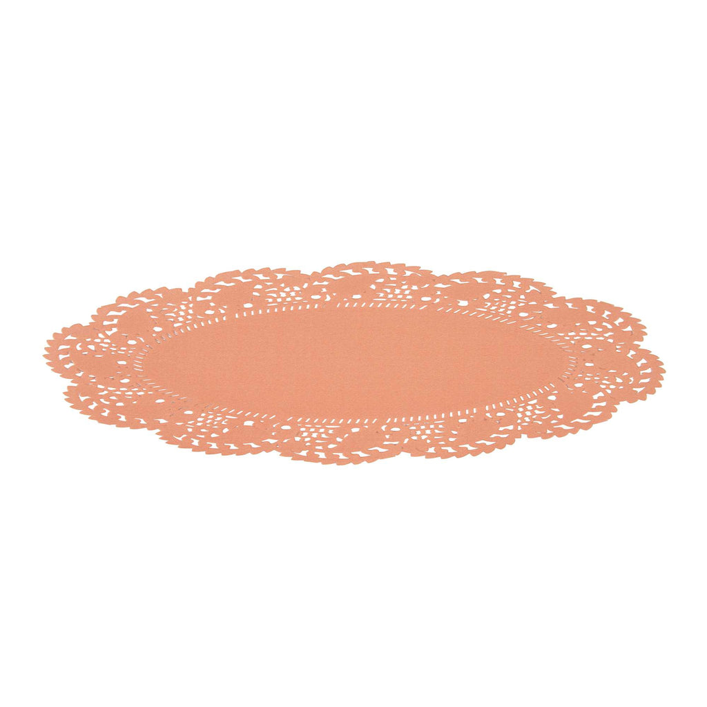 Pastry Tek Oval Coral Paper Doilies - Lace - 9" x 6 1/2" - 4000 count box