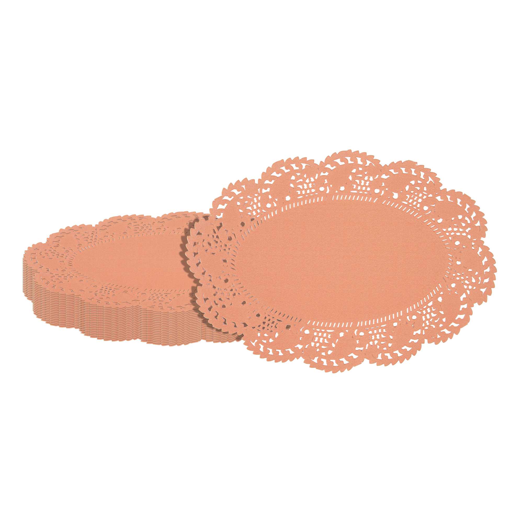 Pastry Tek Oval Coral Paper Doilies - Lace - 9" x 6 1/2" - 100 count box