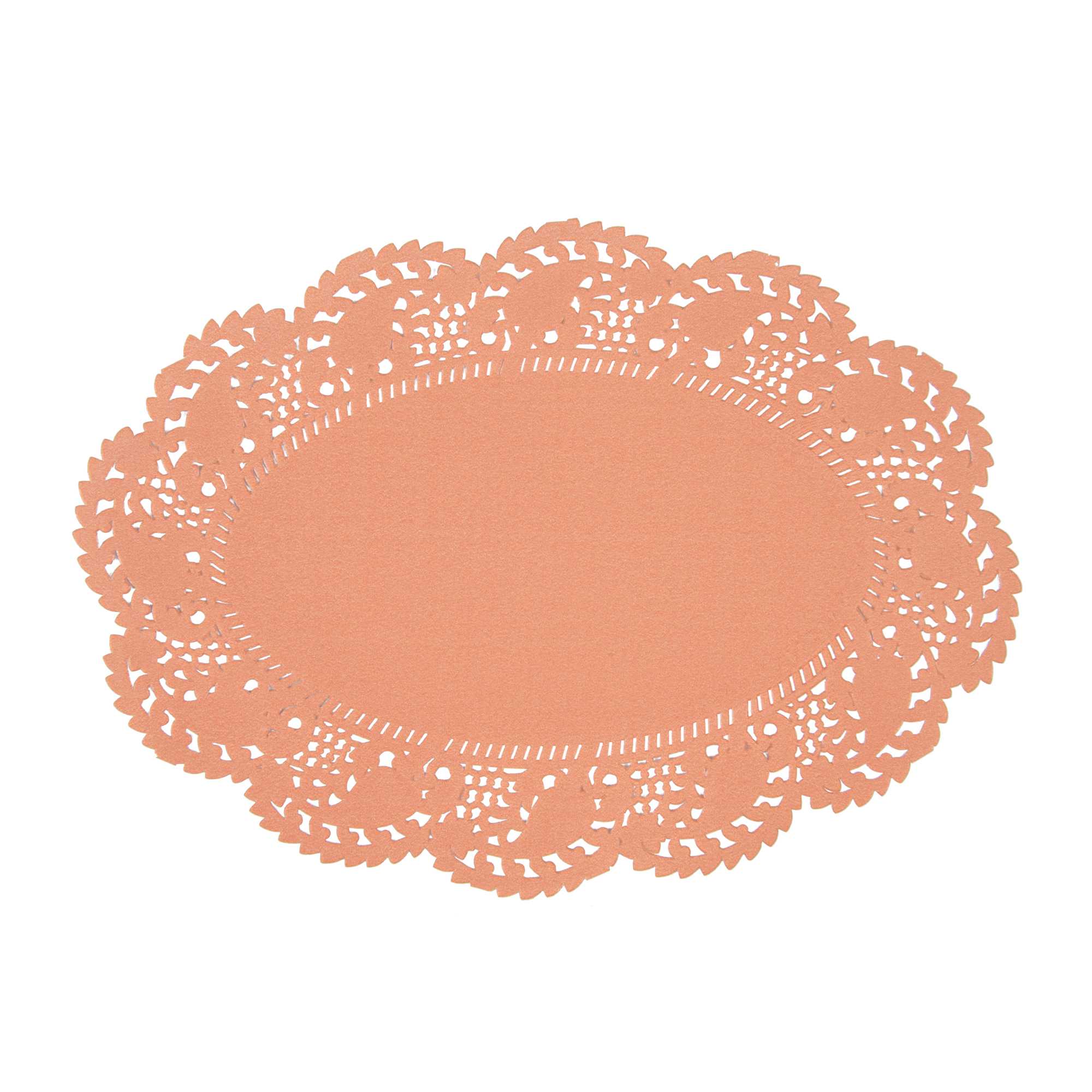 Pastry Tek Oval Coral Paper Doilies - Lace - 9" x 6 1/2" - 100 count box