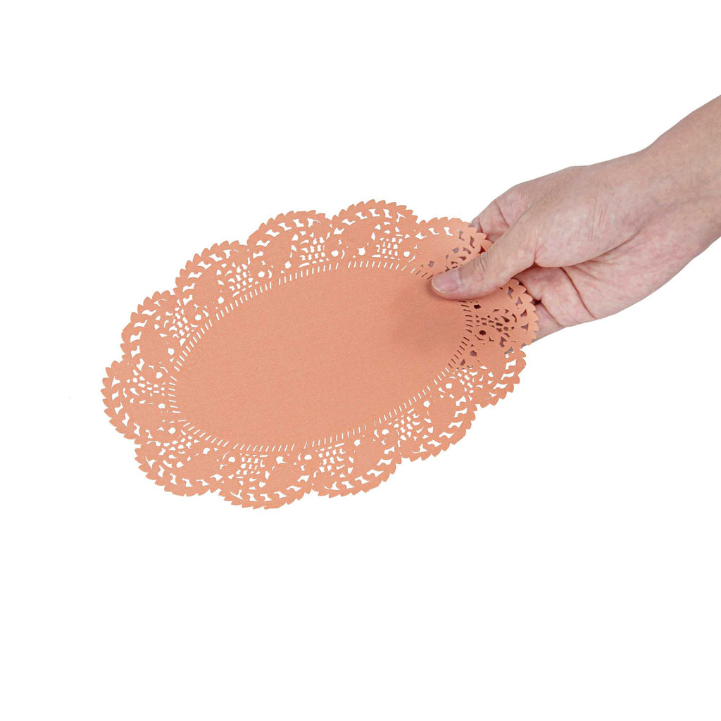 Pastry Tek Oval Coral Paper Doilies - Lace - 9" x 6 1/2" - 4000 count box