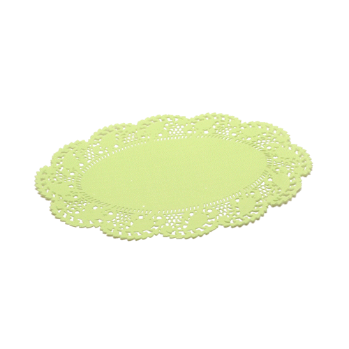 Pastry Tek Oval Green Paper Doilies - Lace - 9" x 6 1/2" - 100 count box