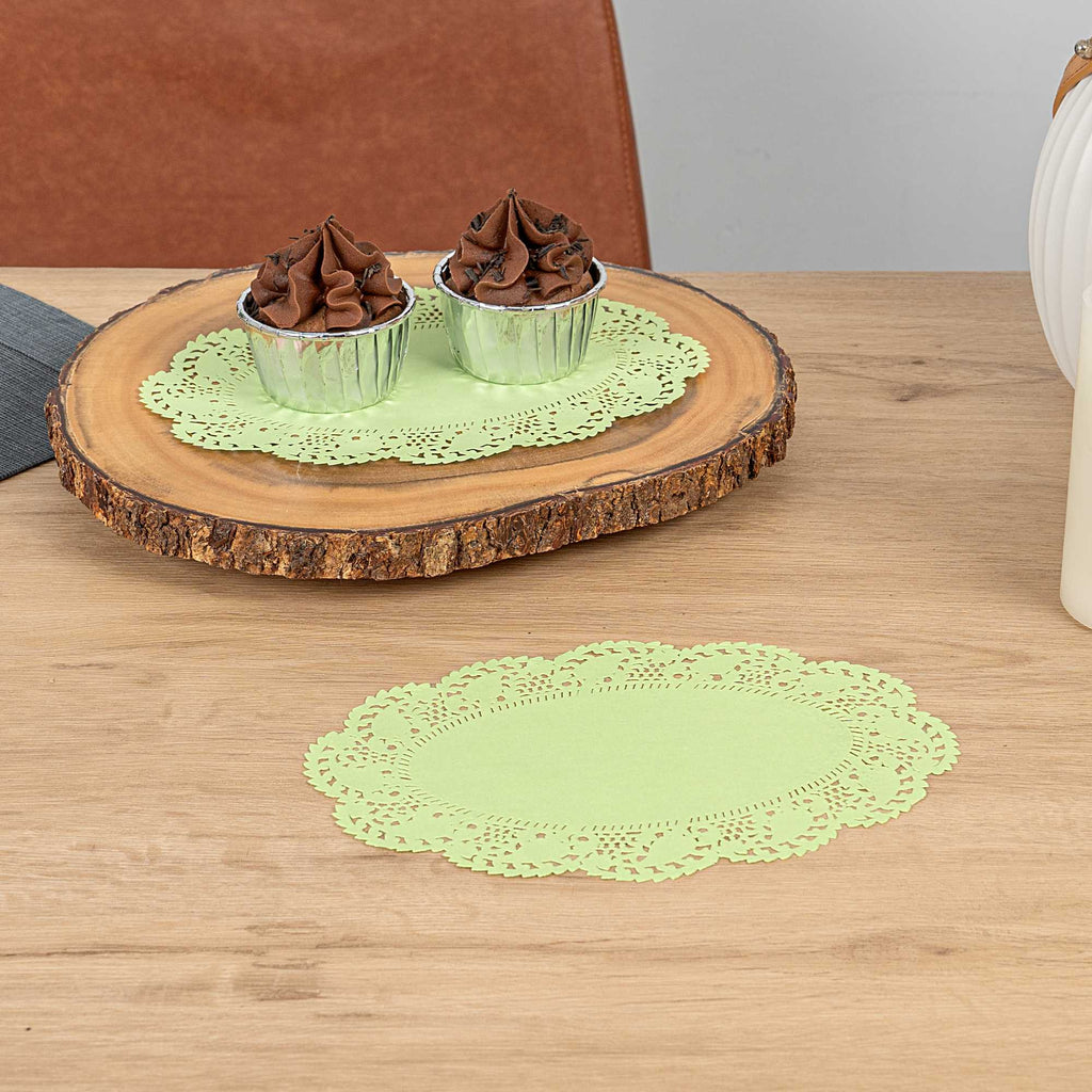 Pastry Tek Oval Green Paper Doilies - Lace - 9" x 6 1/2" - 100 count box