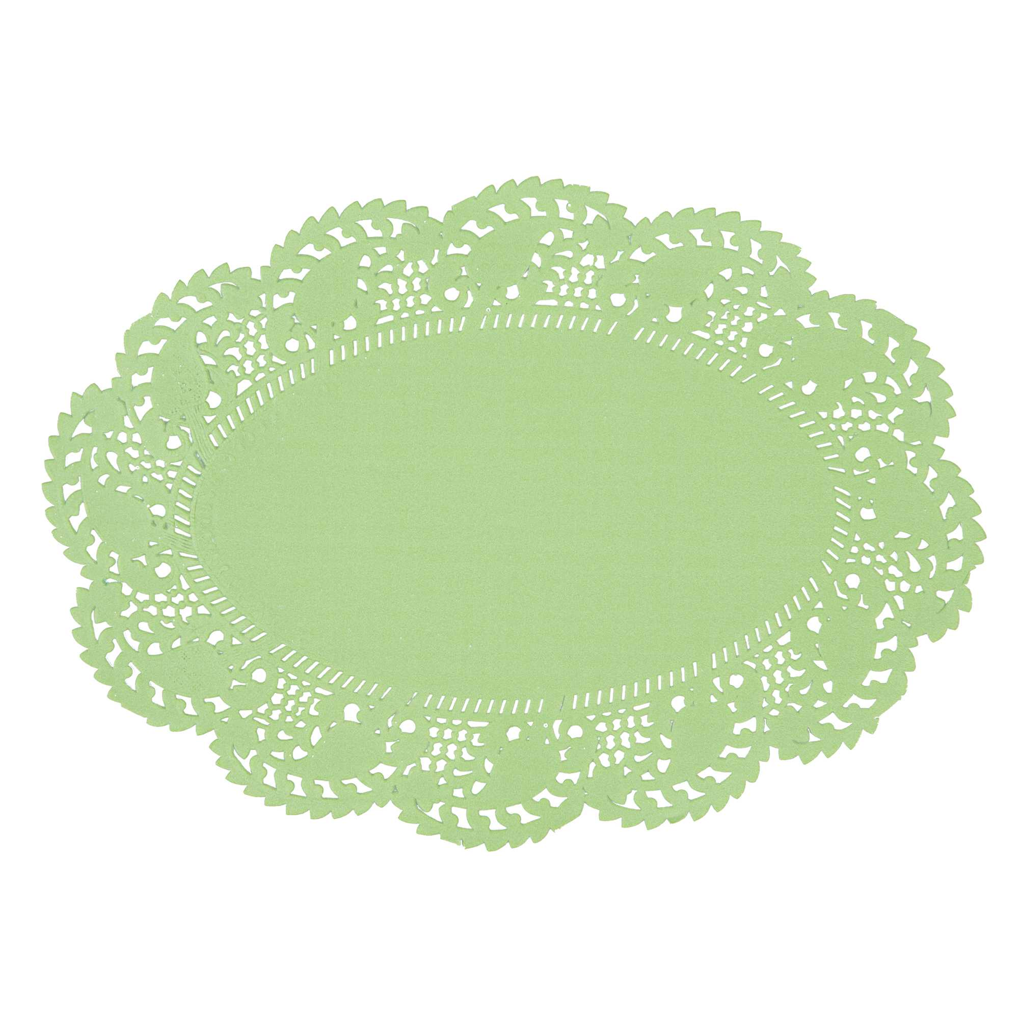 Pastry Tek Oval Green Paper Doilies - Lace - 9" x 6 1/2" - 4000 count box