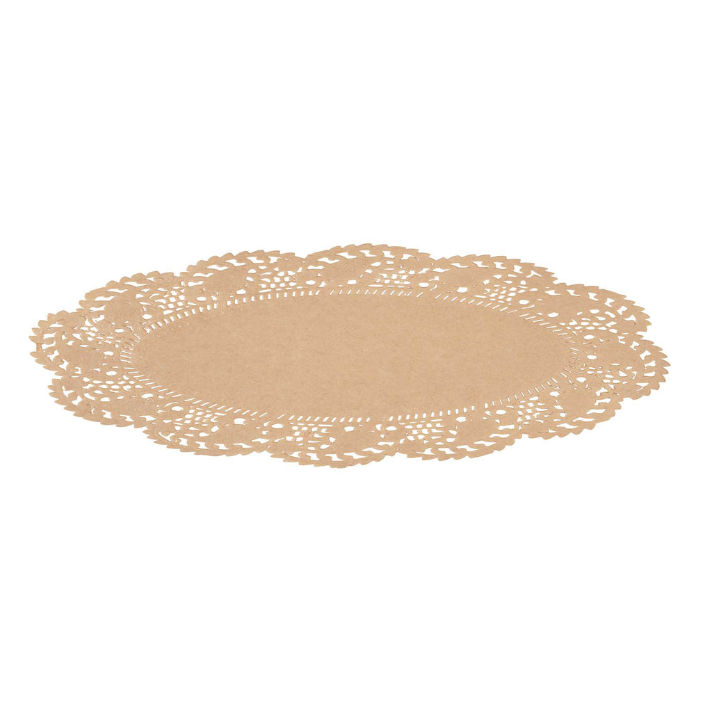 Pastry Tek Oval Kraft Paper Doilies - Lace - 9" x 6 1/2" - 4000 count box