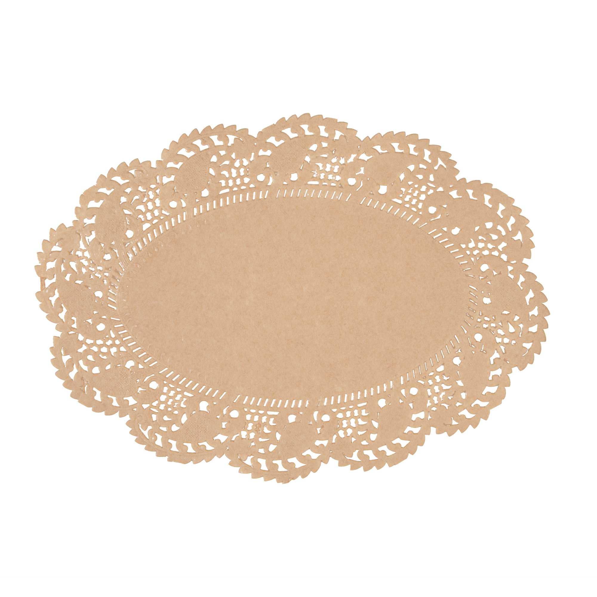 Pastry Tek Oval Kraft Paper Doilies - Lace - 9" x 6 1/2" - 100 count box