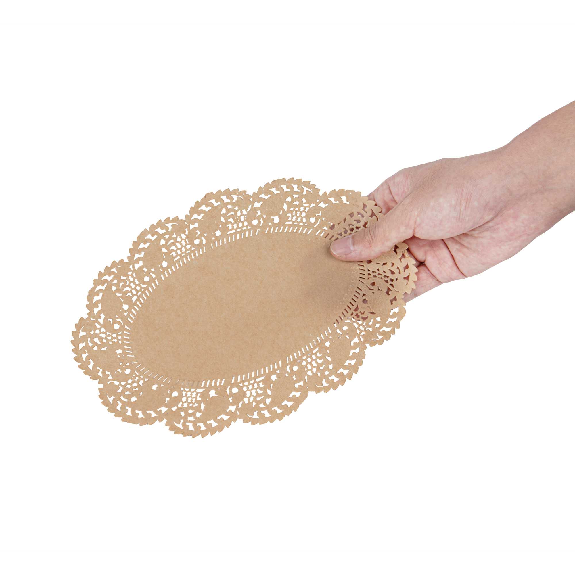 Pastry Tek Oval Kraft Paper Doilies - Lace - 9" x 6 1/2" - 4000 count box