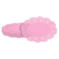 Pastry Tek Oval Pink Paper Doilies - Lace - 9" x 6 1/2" - 100 count box