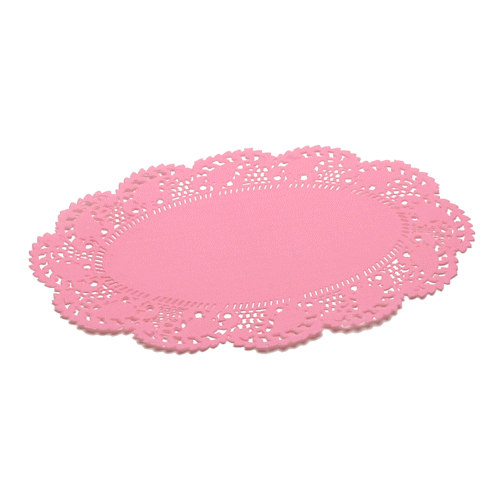 Pastry Tek Oval Pink Paper Doilies - Lace - 9" x 6 1/2" - 4000 count box