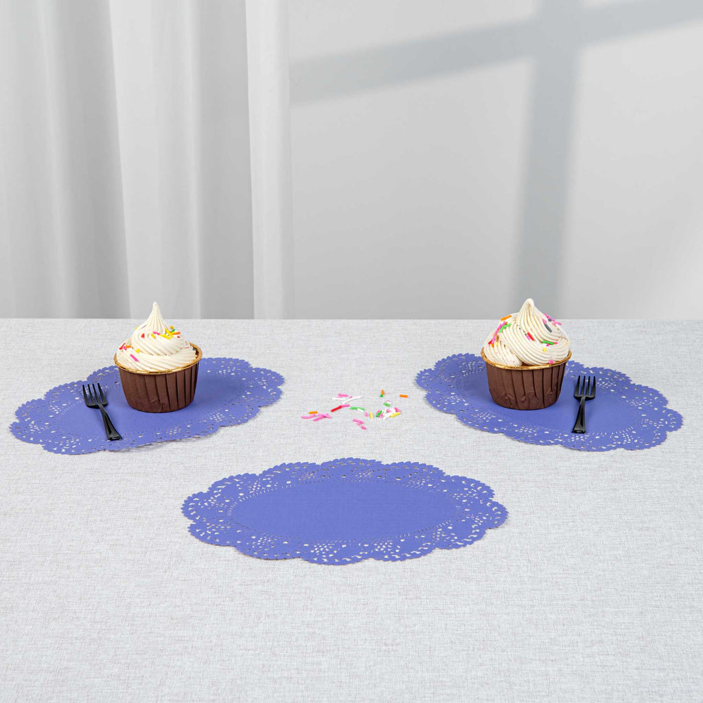Pastry Tek Oval Purple Paper Doilies - Lace - 9" x 6 1/2" - 4000 count box